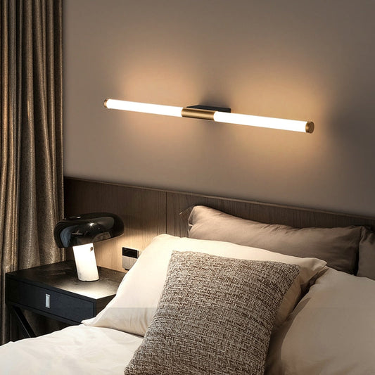 Liniar shape bedroom wall light with gold accent 0