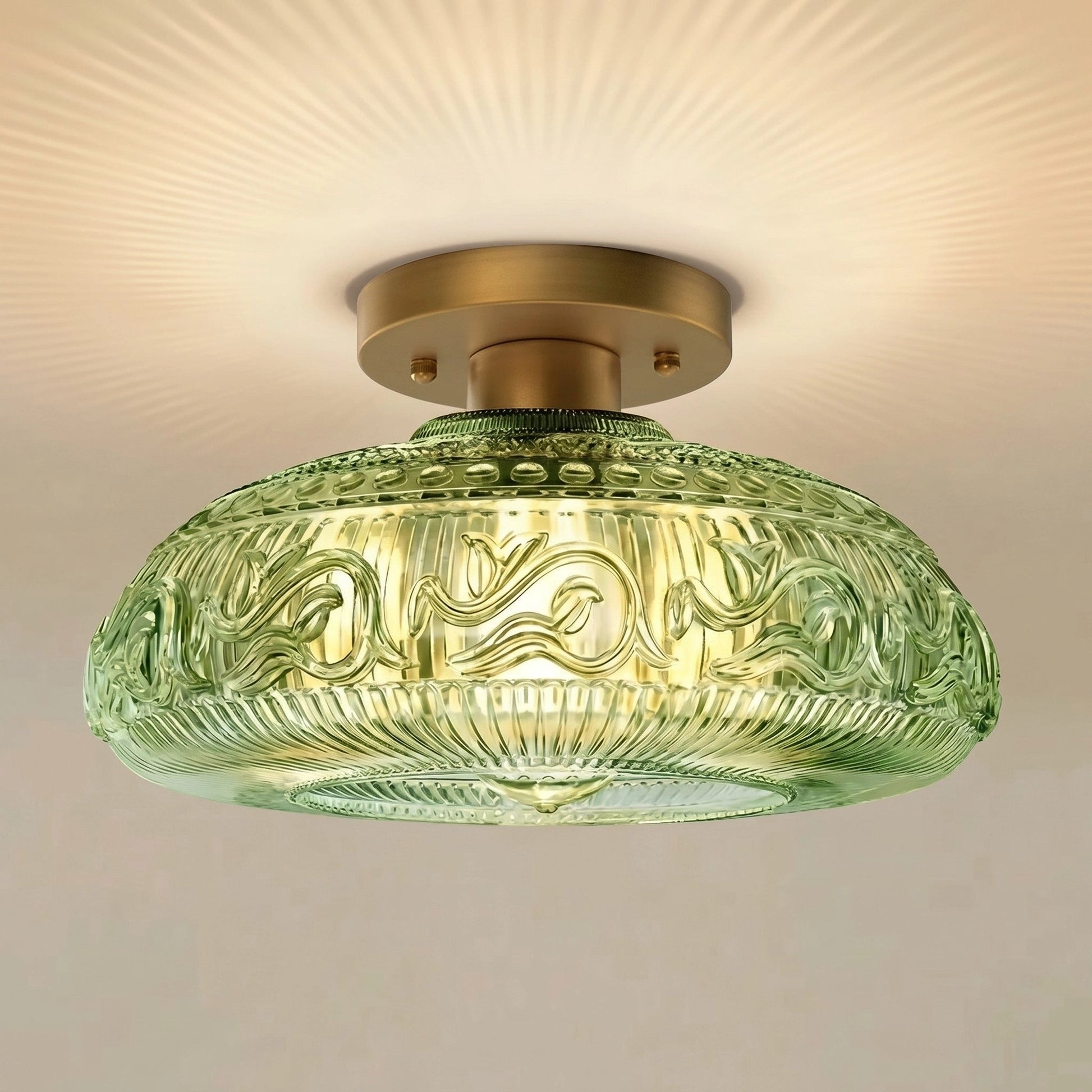 Linnea Modern Engraved Glass Ceiling Light 0