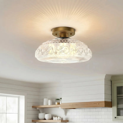 Linnea Modern Engraved Glass Ceiling Light 1