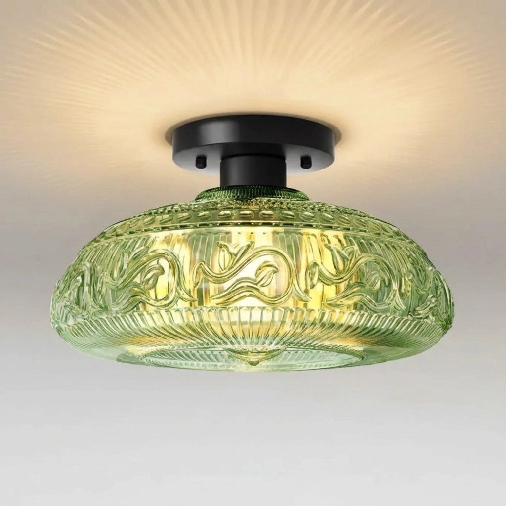 Linnea Modern Engraved Glass Ceiling Light 10