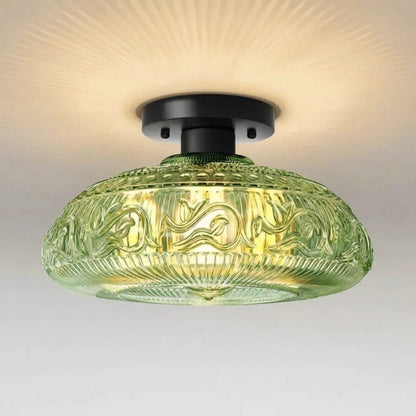 Linnea Modern Engraved Glass Ceiling Light 10