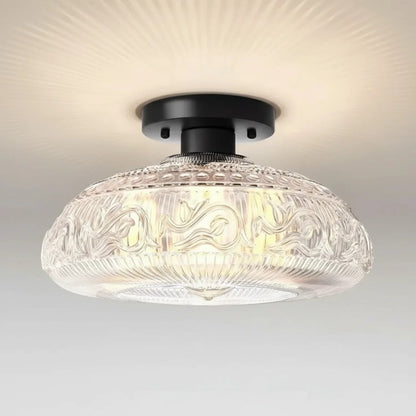 Linnea Modern Engraved Glass Ceiling Light 11