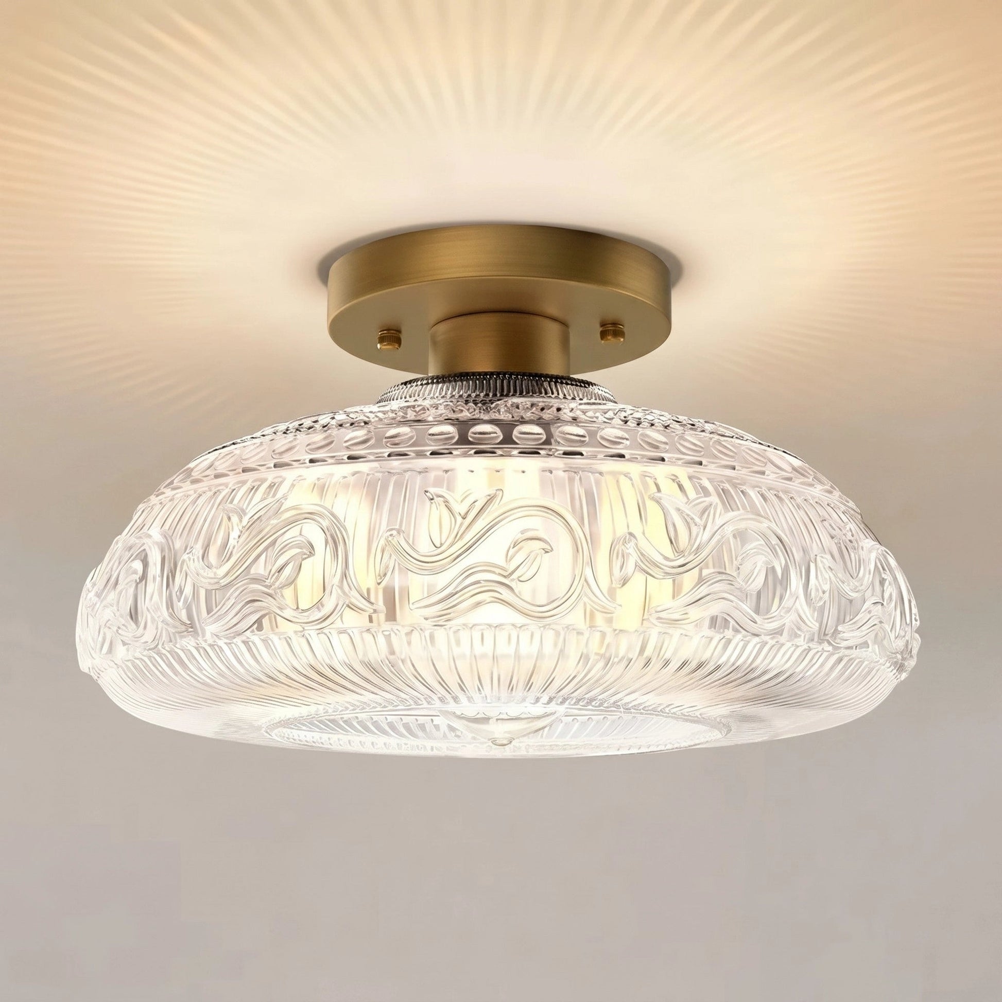 Linnea Modern Engraved Glass Ceiling Light 12