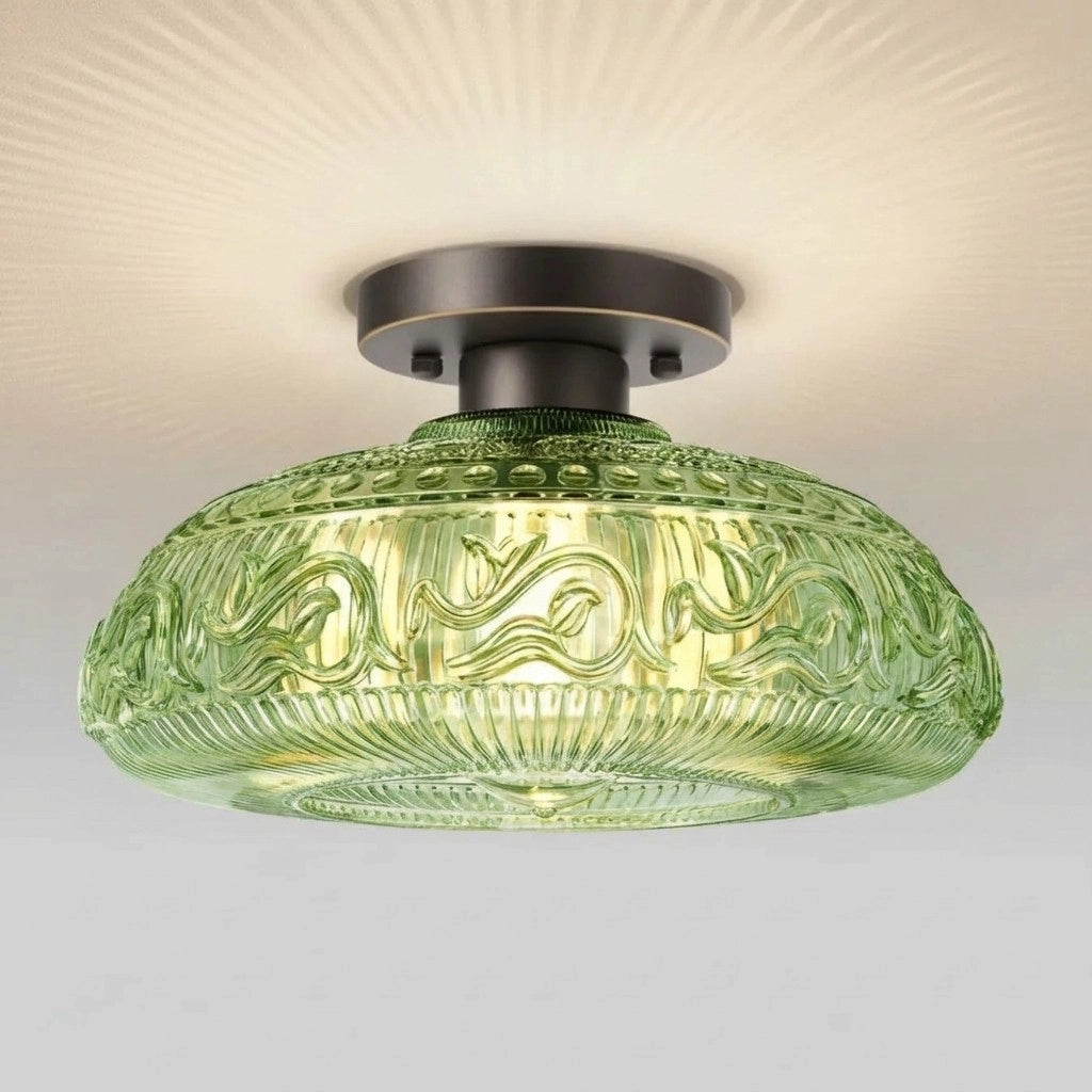 Linnea Modern Engraved Glass Ceiling Light 13