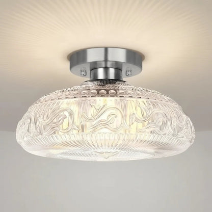 Linnea Modern Engraved Glass Ceiling Light 2
