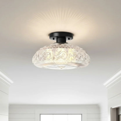 Linnea Modern Engraved Glass Ceiling Light 3