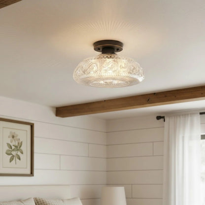 Linnea Modern Engraved Glass Ceiling Light 5