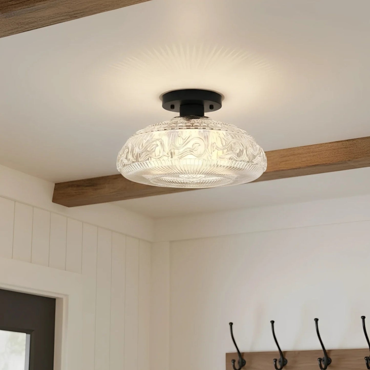 Linnea Modern Engraved Glass Ceiling Light 6