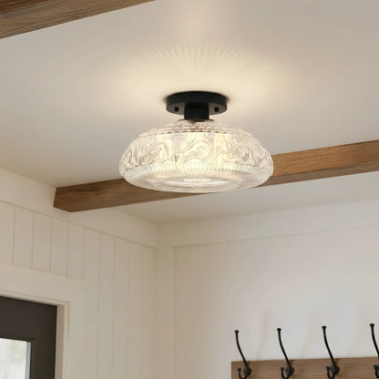 Linnea Modern Engraved Glass Ceiling Light 6