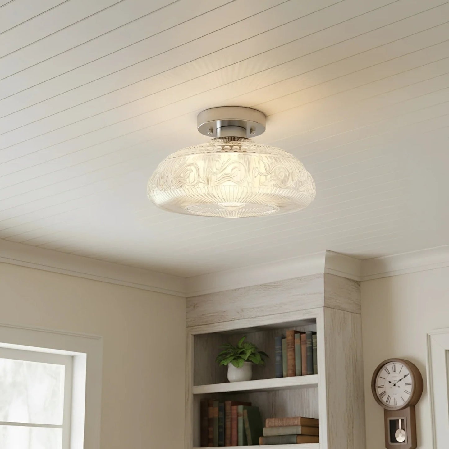Linnea Modern Engraved Glass Ceiling Light 7