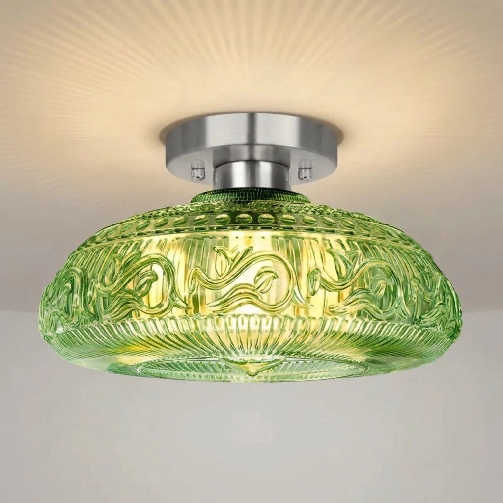 Linnea Modern Engraved Glass Ceiling Light 9