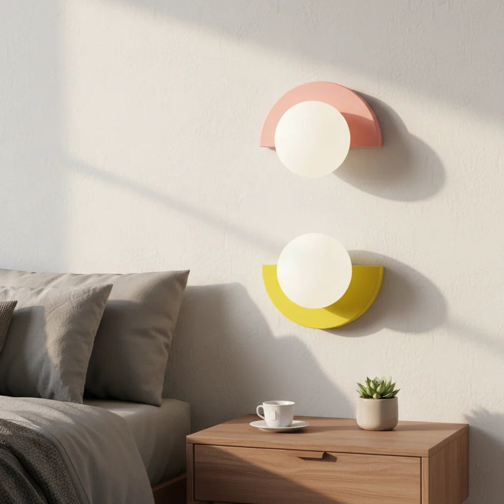 LuxRoyale Modern Wall Sconce with Glass Globe & Colorful LED Lights