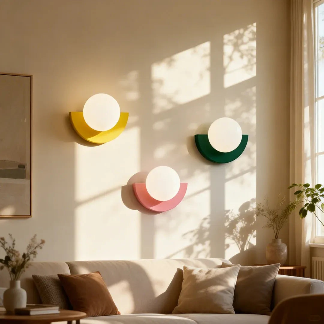 LuxRoyale Modern Wall Sconce with Glass Globe & Colorful LED Lights