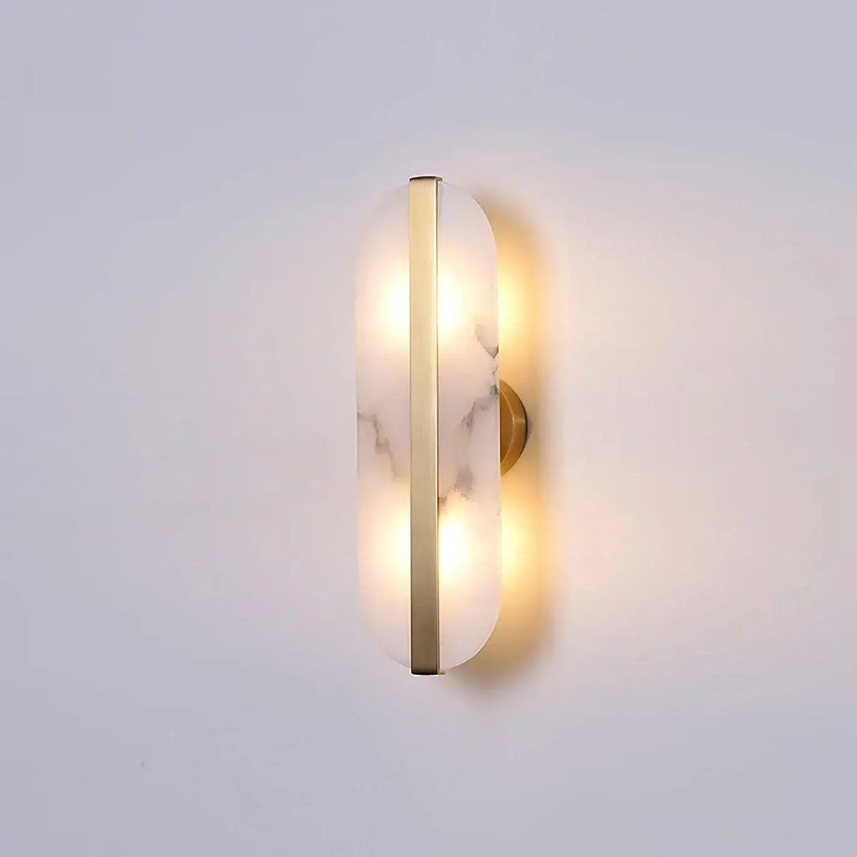Royelux Modern Alabaster Wall Sconce - Long Ellipse Double Lamp Fixture - Royale Basic