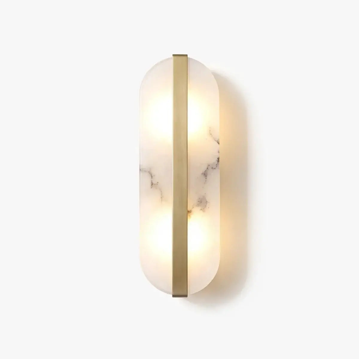 Royelux Modern Alabaster Wall Sconce - Long Ellipse Double Lamp Fixture - Royale Basic