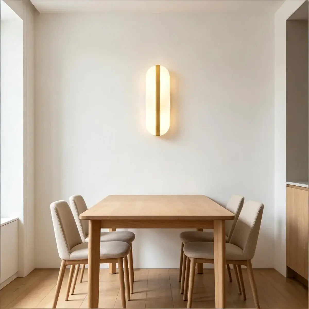 Royelux Modern Alabaster Wall Sconce - Long Ellipse Double Lamp Fixture - Royale Basic