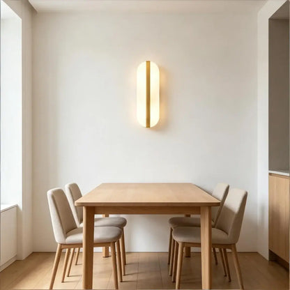 Royelux Modern Alabaster Wall Sconce - Long Ellipse Double Lamp Fixture - Royale Basic