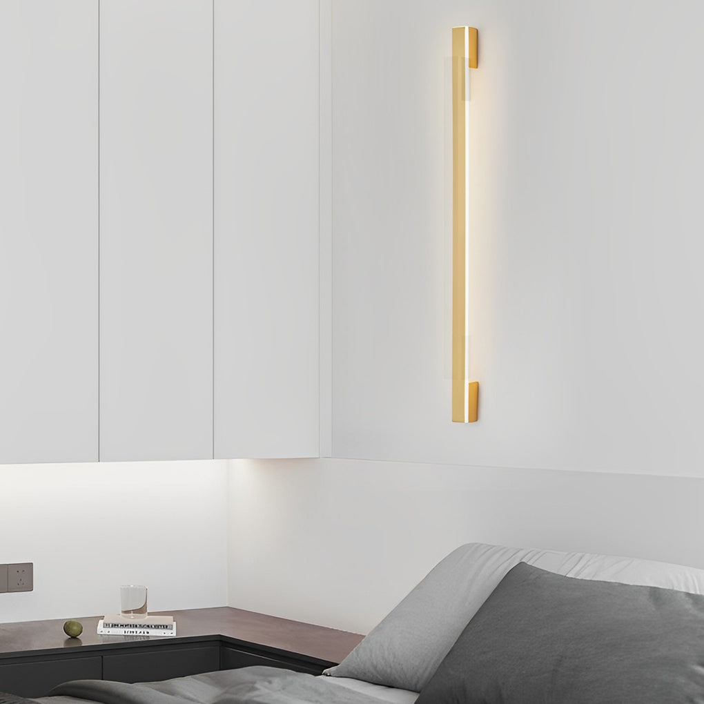 Long Strip Minimalist Three Step Dimming LED Copper Modern Wall Lamp 0