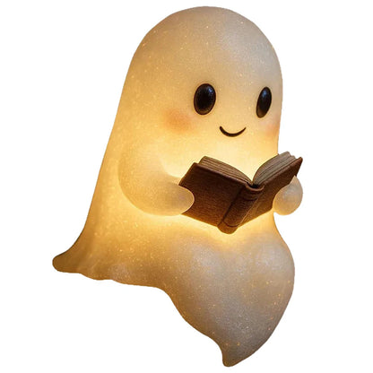 Lovely Ghost Reading Book Lamp Halloween LED Ghost Dog Night Light Middle Finger Ghost Statue Figurines Ornaments Home Decor 10