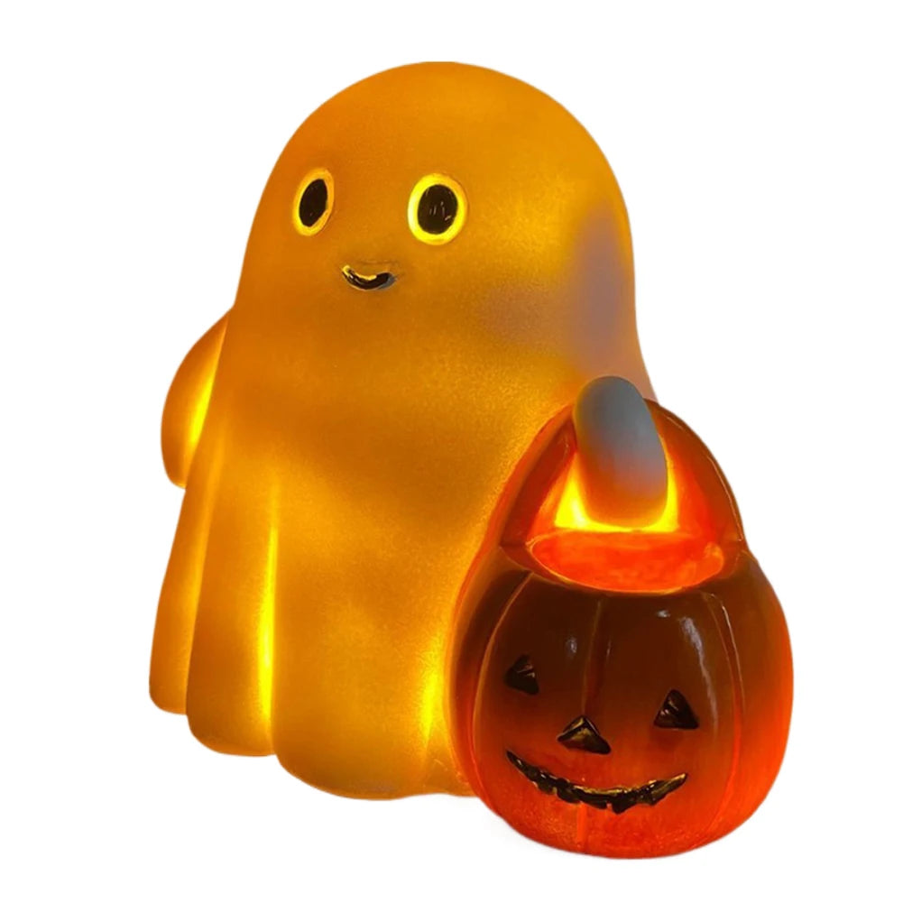 Lovely Ghost Reading Book Lamp Halloween LED Ghost Dog Night Light Middle Finger Ghost Statue Figurines Ornaments Home Decor 11