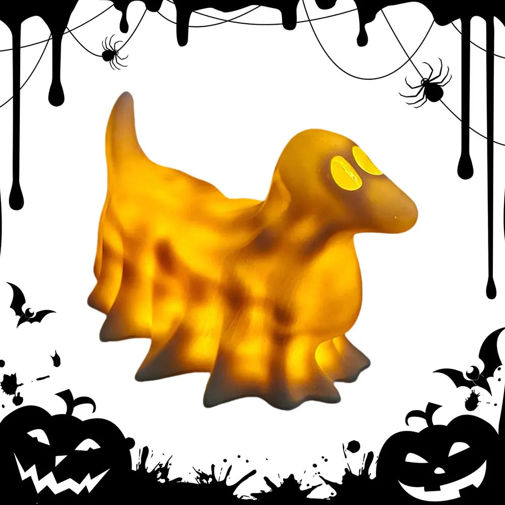 Lovely Ghost Reading Book Lamp Halloween LED Ghost Dog Night Light Middle Finger Ghost Statue Figurines Ornaments Home Decor 13