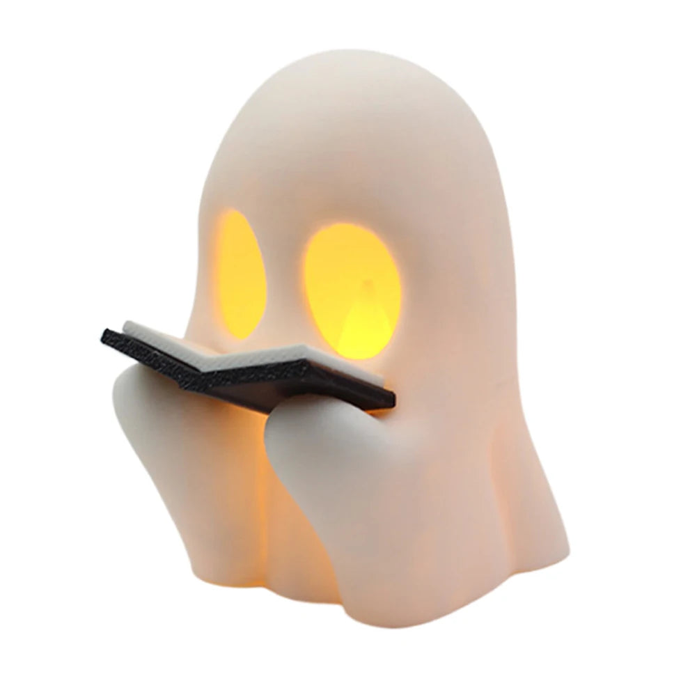Lovely Ghost Reading Book Lamp Halloween LED Ghost Dog Night Light Middle Finger Ghost Statue Figurines Ornaments Home Decor 14