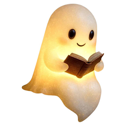 Lovely Ghost Reading Book Lamp Halloween LED Ghost Dog Night Light Middle Finger Ghost Statue Figurines Ornaments Home Decor 15