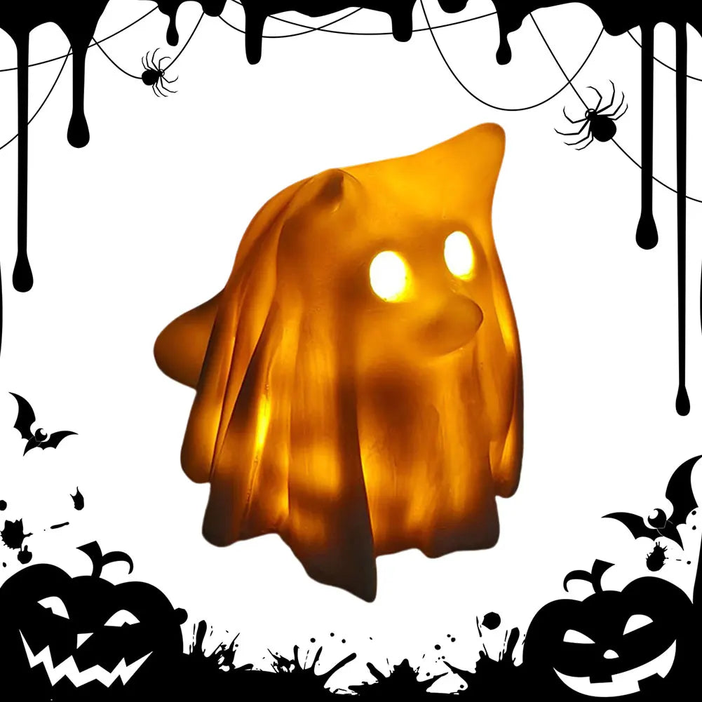 Lovely Ghost Reading Book Lamp Halloween LED Ghost Dog Night Light Middle Finger Ghost Statue Figurines Ornaments Home Decor 19