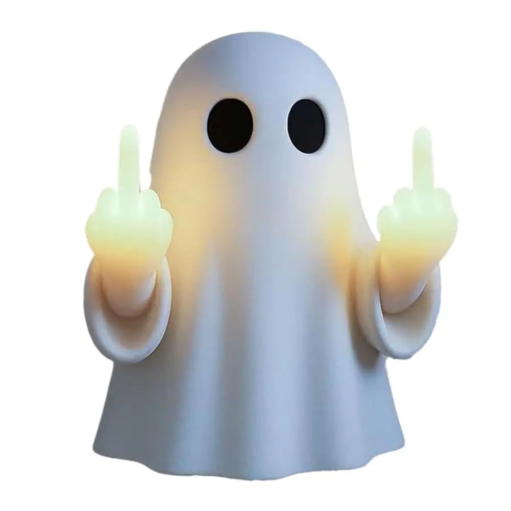 Lovely Ghost Reading Book Lamp Halloween LED Ghost Dog Night Light Middle Finger Ghost Statue Figurines Ornaments Home Decor 20