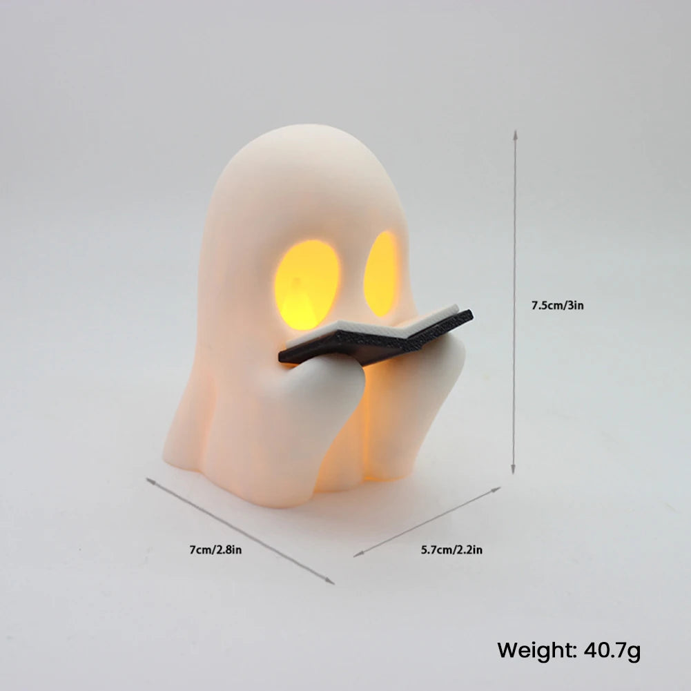 Lovely Ghost Reading Book Lamp Halloween LED Ghost Dog Night Light Middle Finger Ghost Statue Figurines Ornaments Home Decor 5