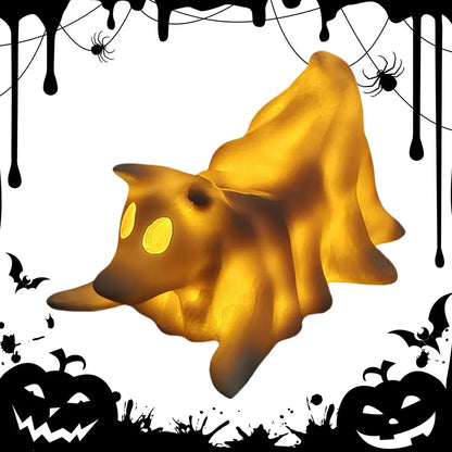 Lovely Ghost Reading Book Lamp Halloween LED Ghost Dog Night Light Middle Finger Ghost Statue Figurines Ornaments Home Decor 8