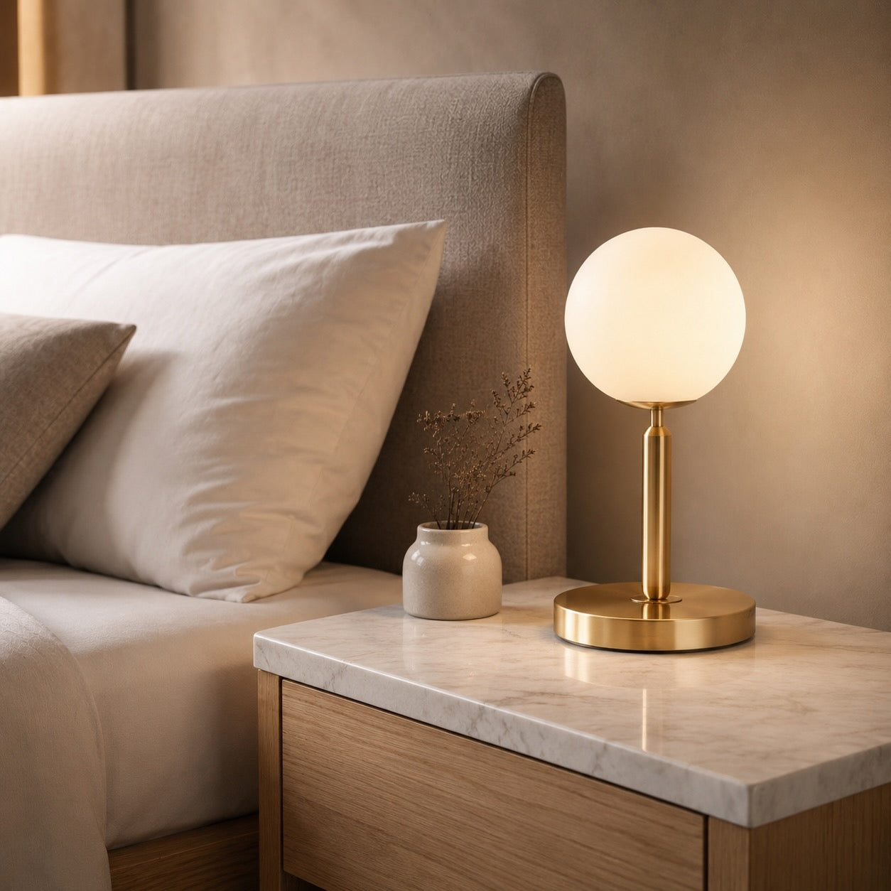 Luminara | Stylish Glass Ball LED Table Lamp for Bedroom or Desk 0