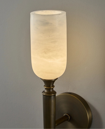 Royelux Natural Alabaster Wall Sconce - Modern Brass Lighting for Elegant Interiors