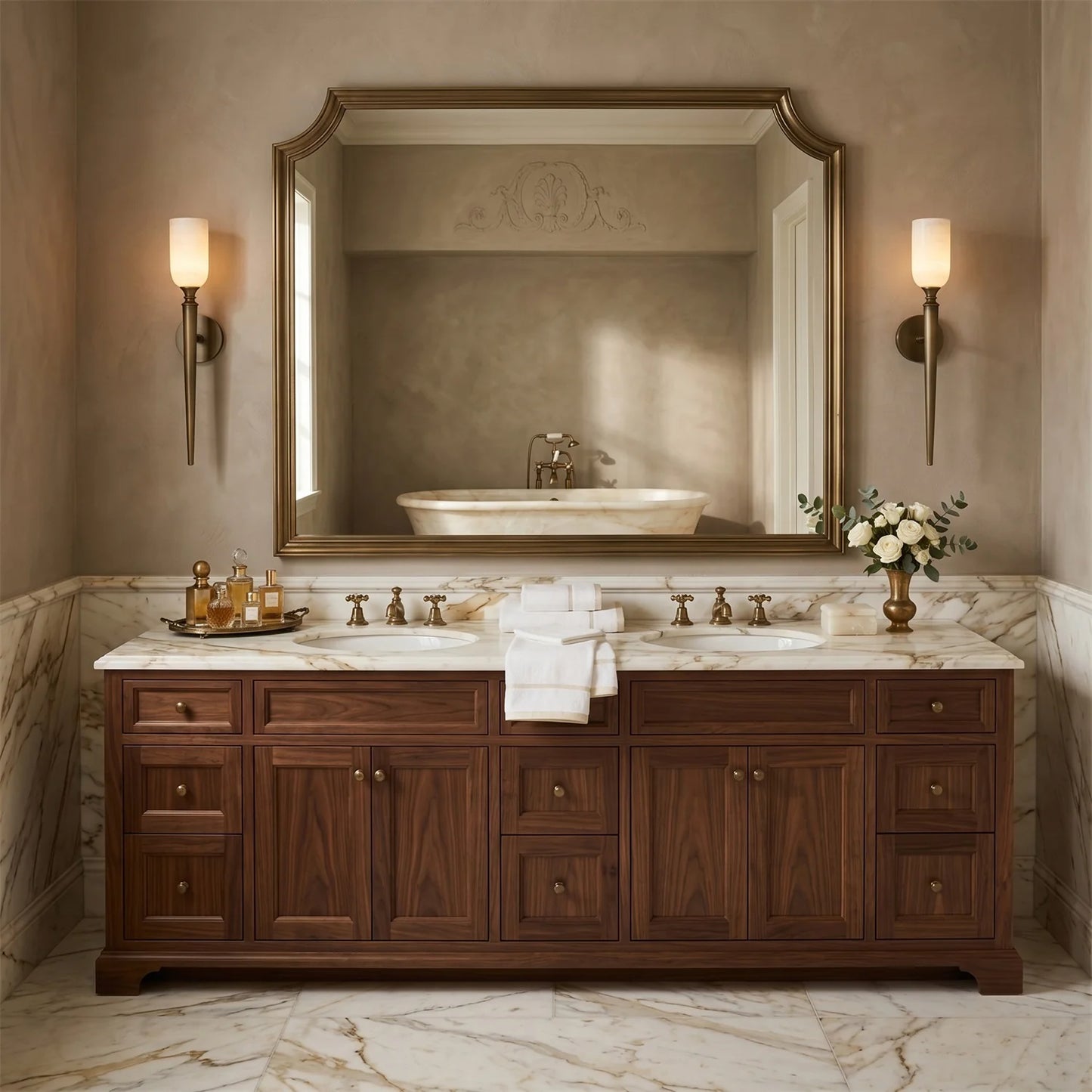 Royelux Natural Alabaster Wall Sconce - Modern Brass Lighting for Elegant Interiors
