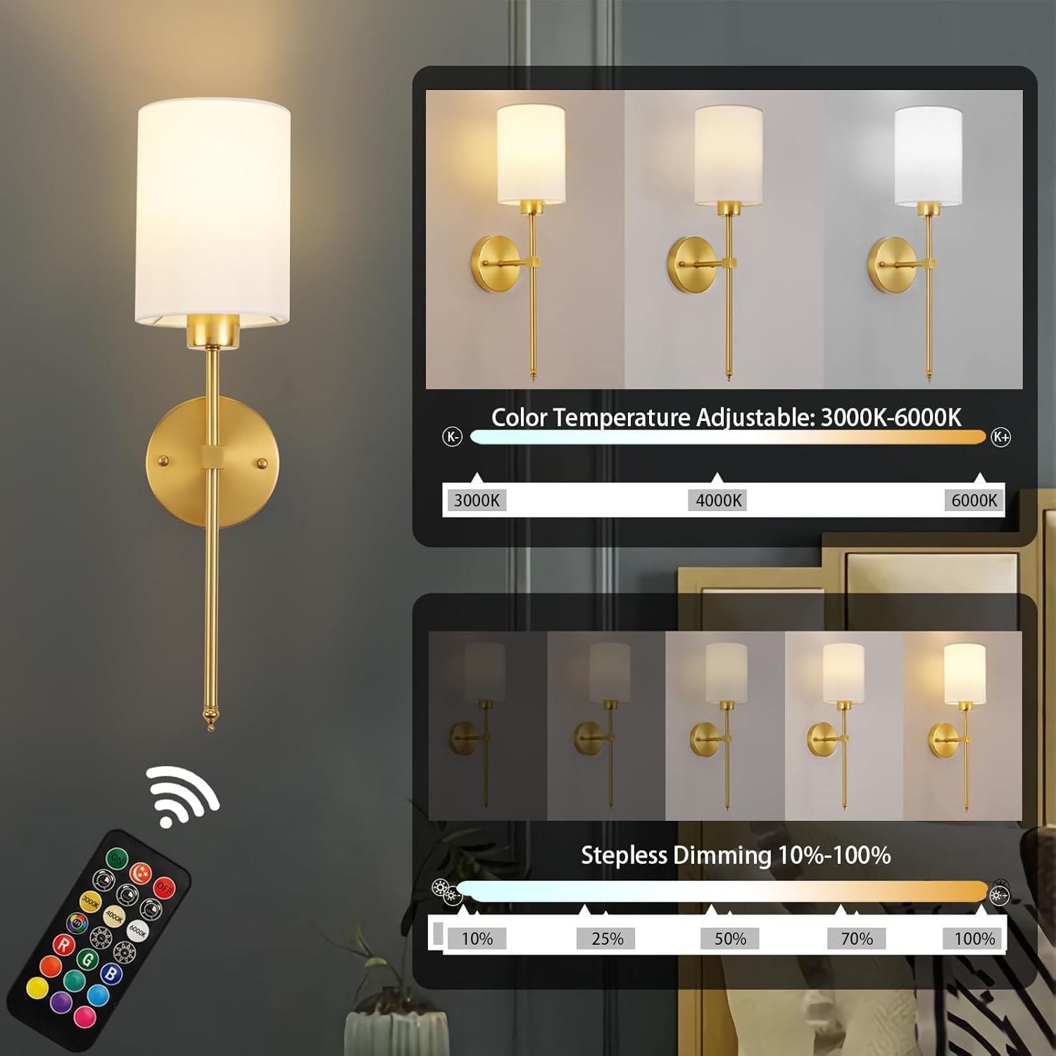 LumoEase™ Wireless Wall Sconces (SET OF 2 + 2 BULBS FREE) 3