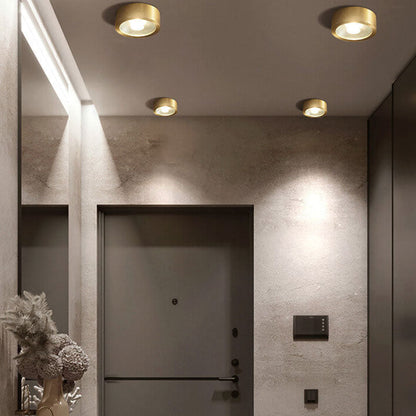 Lumora Copper Flush Mount Built In LED Ceiling Light For Hallway Living Room Bedroom