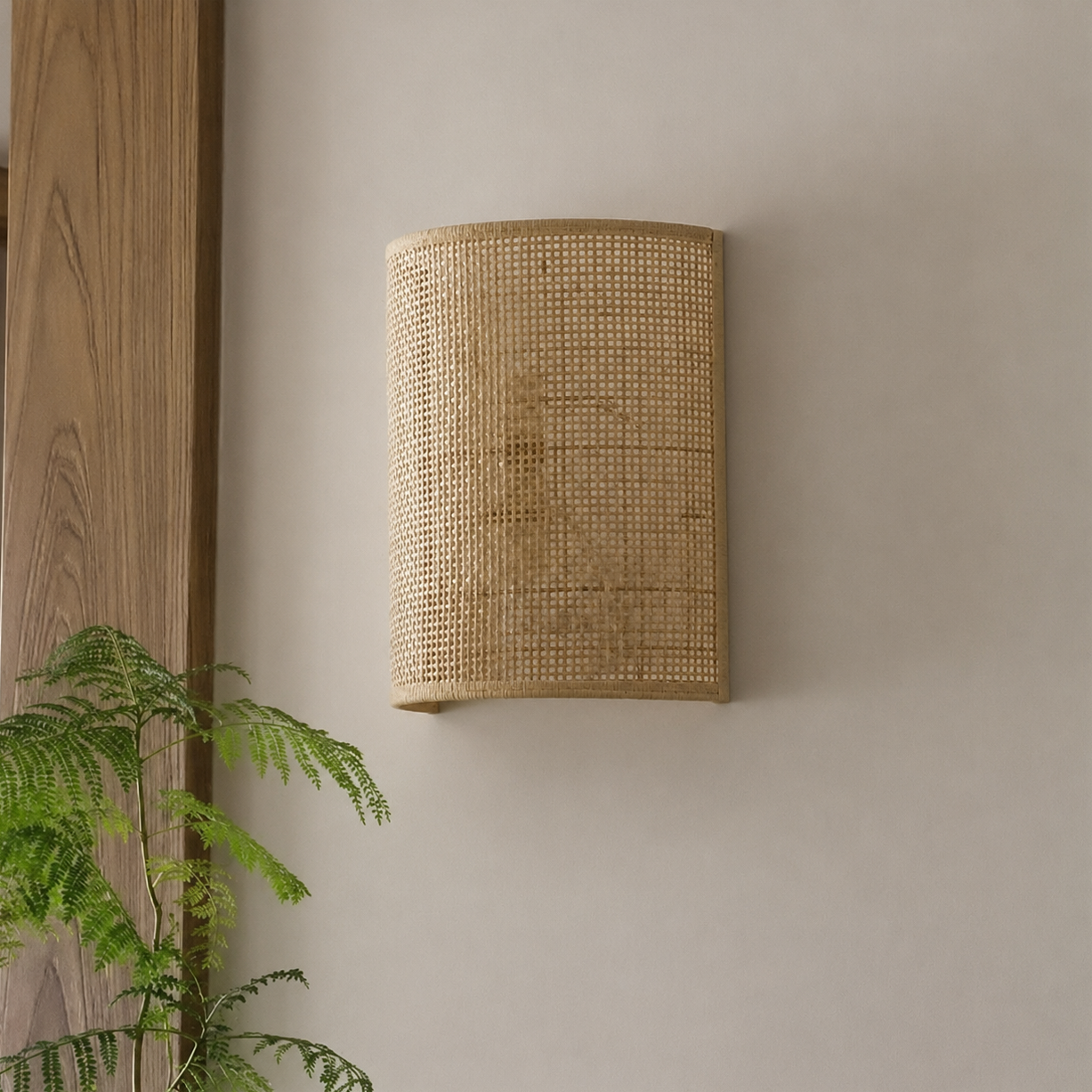 Lumora Handwoven Rattan Wall Sconce