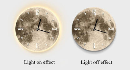 RoyaleGlow 20-Inch LED Moon Wall Clock | Illuminated Lunar Wall Art Silent Modern Design-Royale Basic