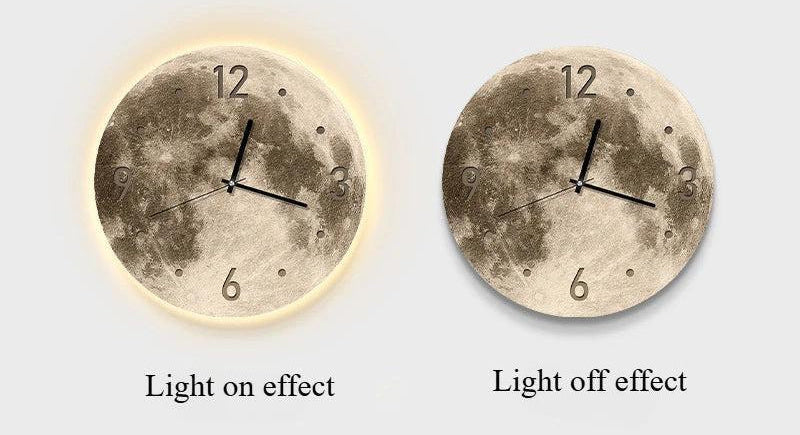 RoyaleGlow 20-Inch LED Moon Wall Clock | Illuminated Lunar Wall Art Silent Modern Design-Royale Basic