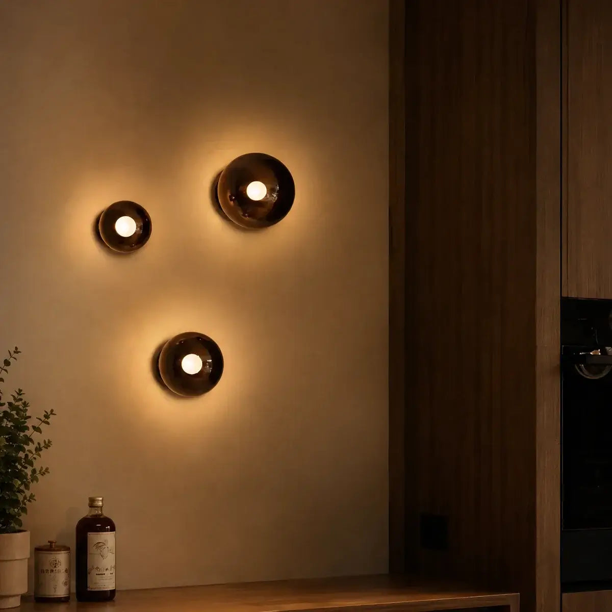 RoyaleGlow Modern Glass Sphere Wall Sconce - Circular Indoor Lighting Fixture - Royale Basic