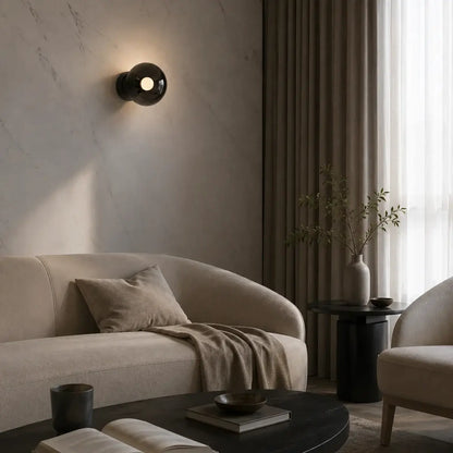 RoyaleGlow Modern Glass Sphere Wall Sconce - Circular Indoor Lighting Fixture - Royale Basic
