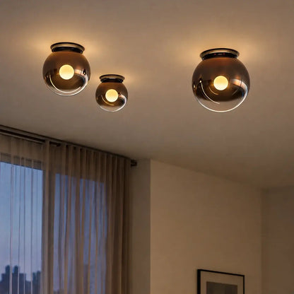 RoyaleGlow Modern Glass Sphere Wall Sconce - Circular Indoor Lighting Fixture - Royale Basic