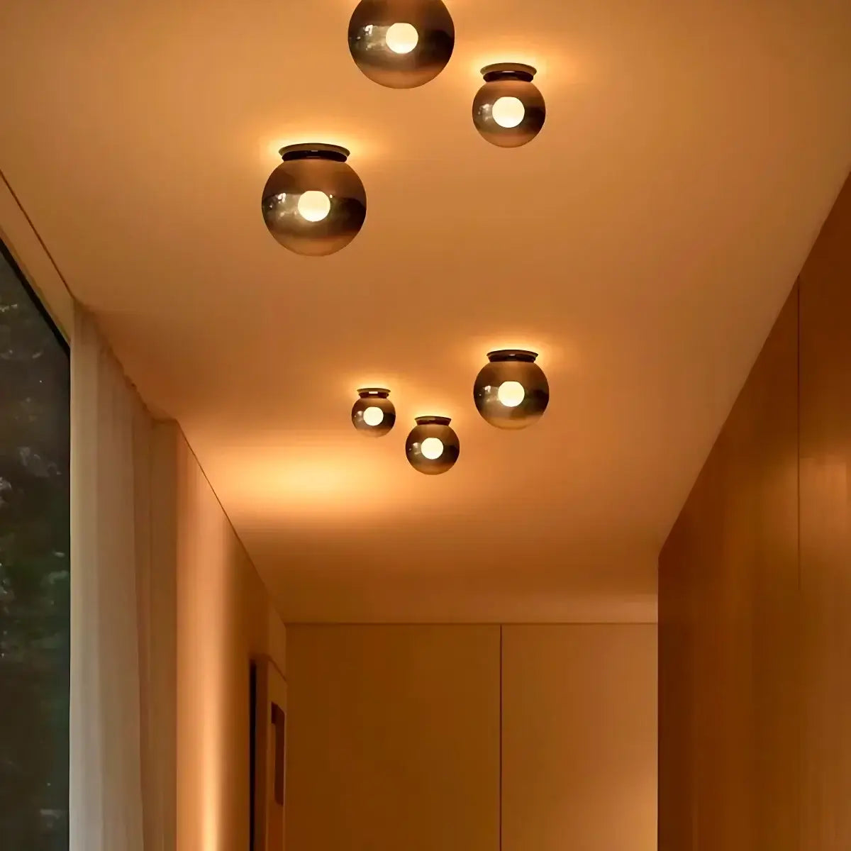 RoyaleGlow Modern Glass Sphere Wall Sconce - Circular Indoor Lighting Fixture - Royale Basic