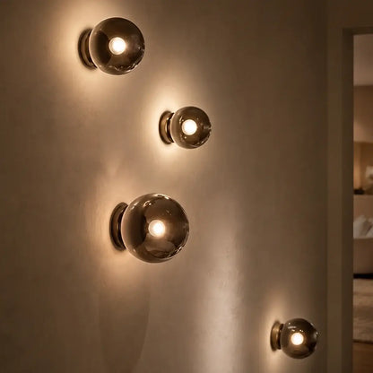 RoyaleGlow Modern Glass Sphere Wall Sconce - Circular Indoor Lighting Fixture - Royale Basic