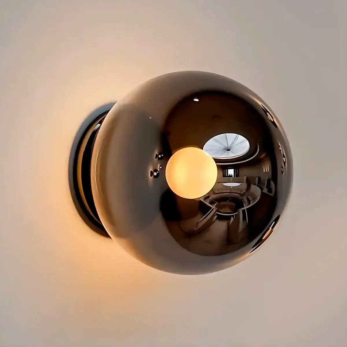 RoyaleGlow Modern Glass Sphere Wall Sconce - Circular Indoor Lighting Fixture - Royale Basic