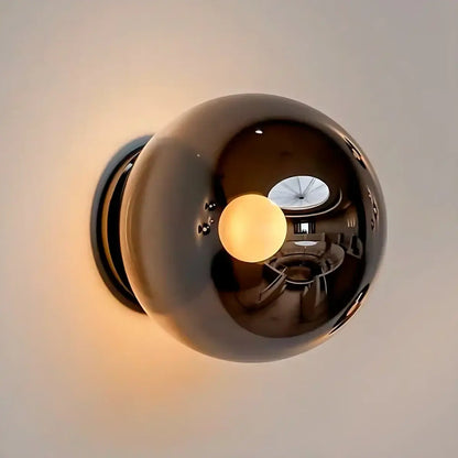 RoyaleGlow Modern Glass Sphere Wall Sconce - Circular Indoor Lighting Fixture - Royale Basic