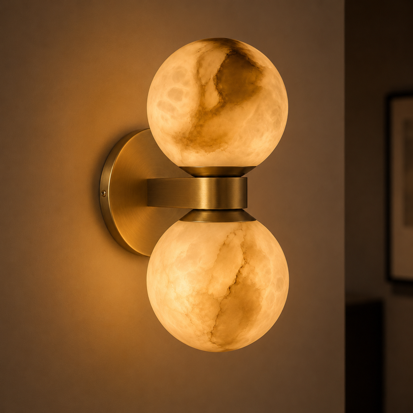 Lunara Marble Wall Lamp – Nordic Dual Globe 0