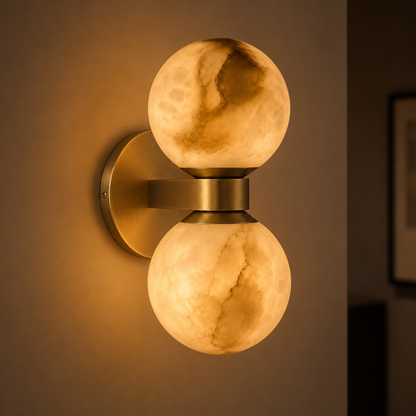 Lunara Marble Wall Lamp – Nordic Dual Globe 0