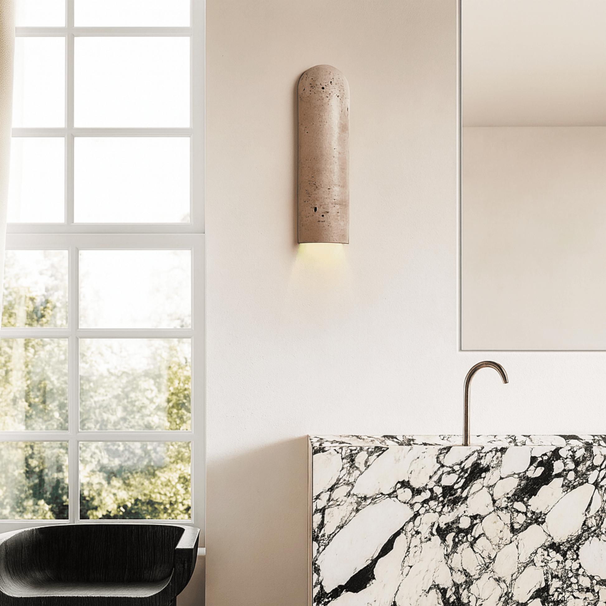 Lunara Natural Travertine LED Wall Lamp 1