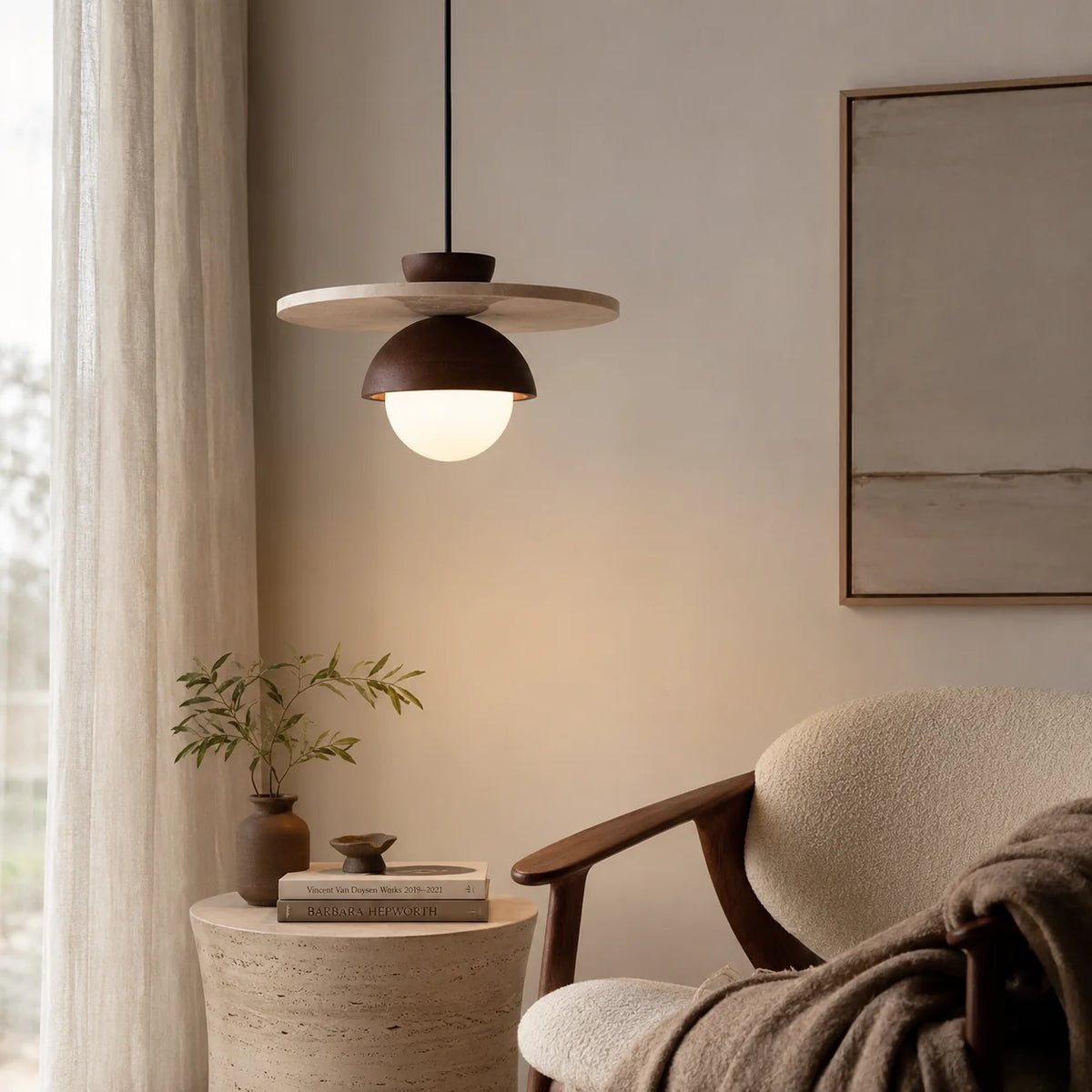 Lunvar Travertine Globe Pendant Light 5
